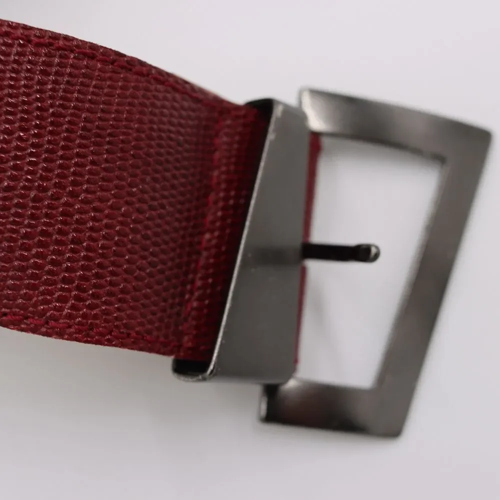 Vintage Red Textured Leather Bonded Belt Retro Funky Groovy M/L